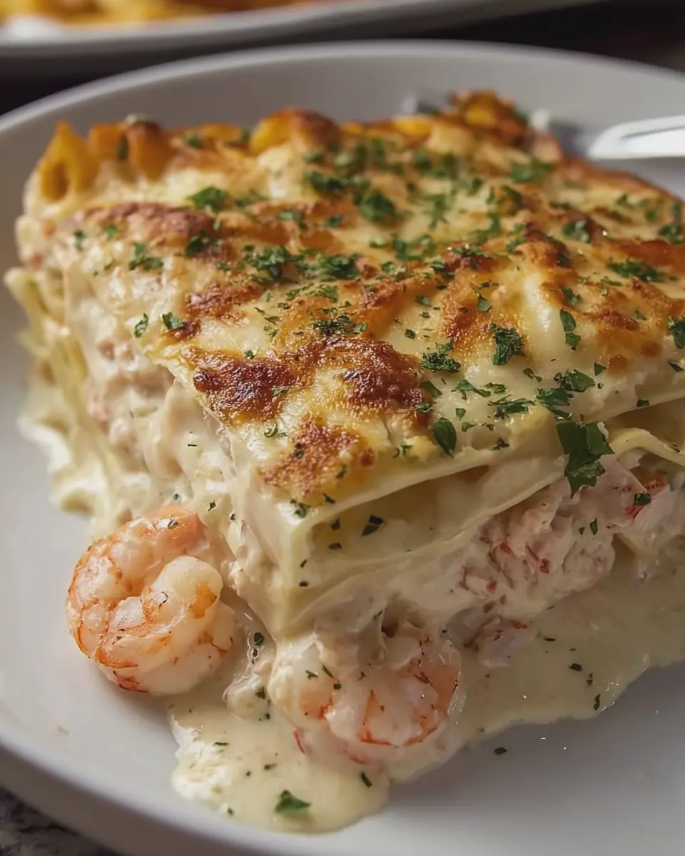 Seafood lasagna with shrimp and crab: A creamy indulgence at home