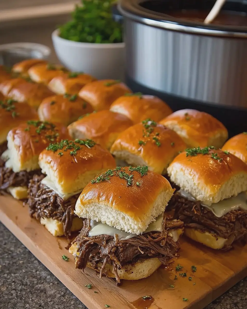 Slow Cooker French Dip Mississippi Roast Sliders