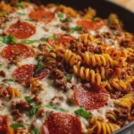 Pepperoni Pizza Ground Beef Pasta Skillet