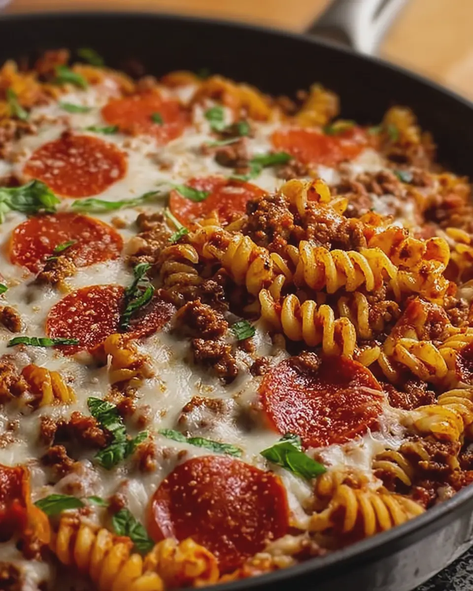 Pepperoni Pizza Ground Beef Pasta Skillet: Easy Family Delight