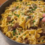 Luxurious Beef Pasta in a Creamy Garlic Sauce