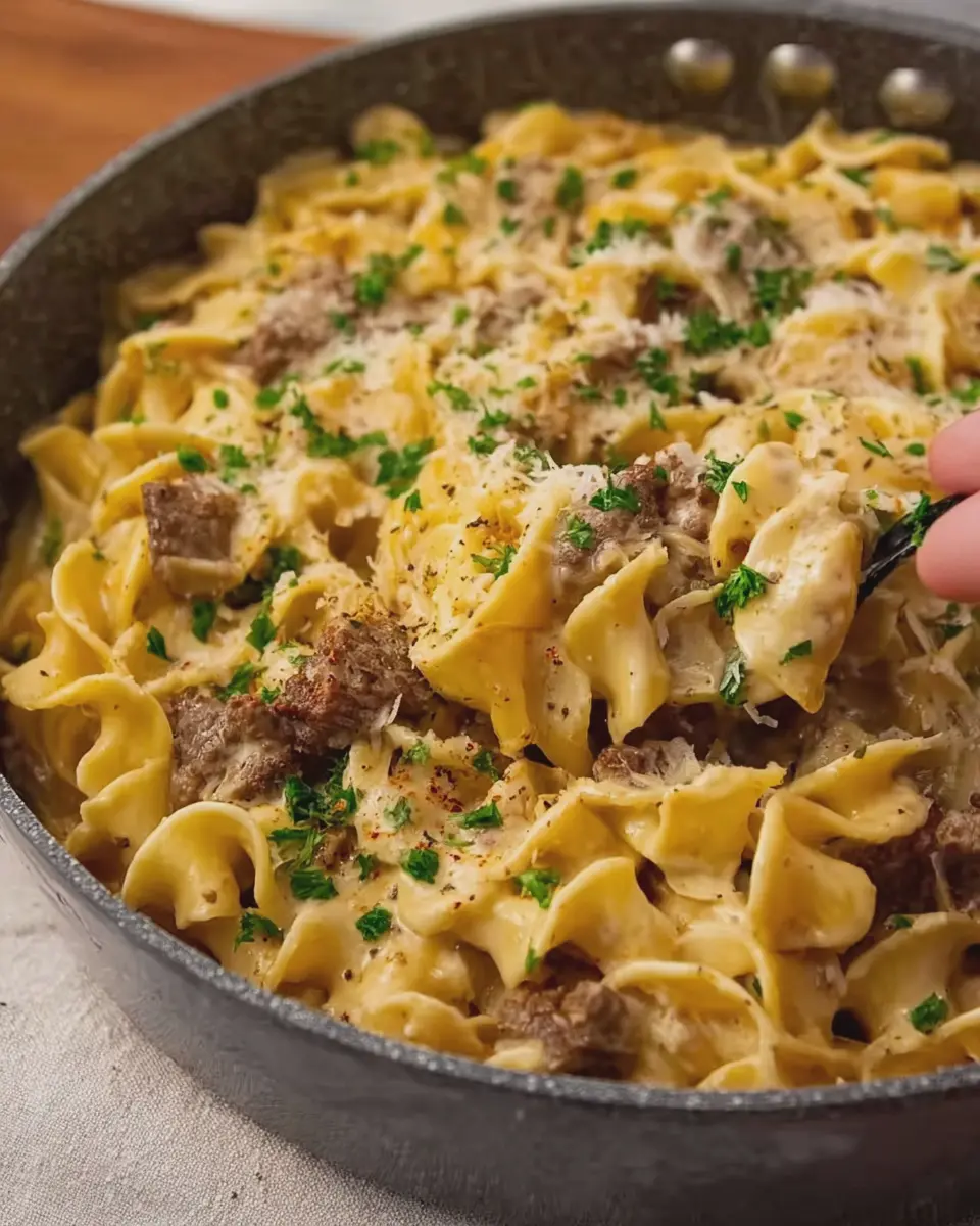 Luxurious Beef Pasta in a Creamy Garlic Sauce for Your Indulgent Dinner