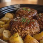 Slow Cooker Meatloaf Patties and Potatoes