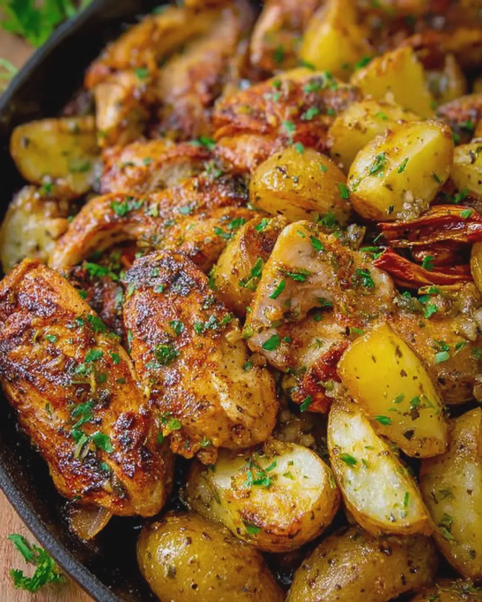 One-Pan Garlic Butter Chicken &amp; Potatoes: Easy Family Delight