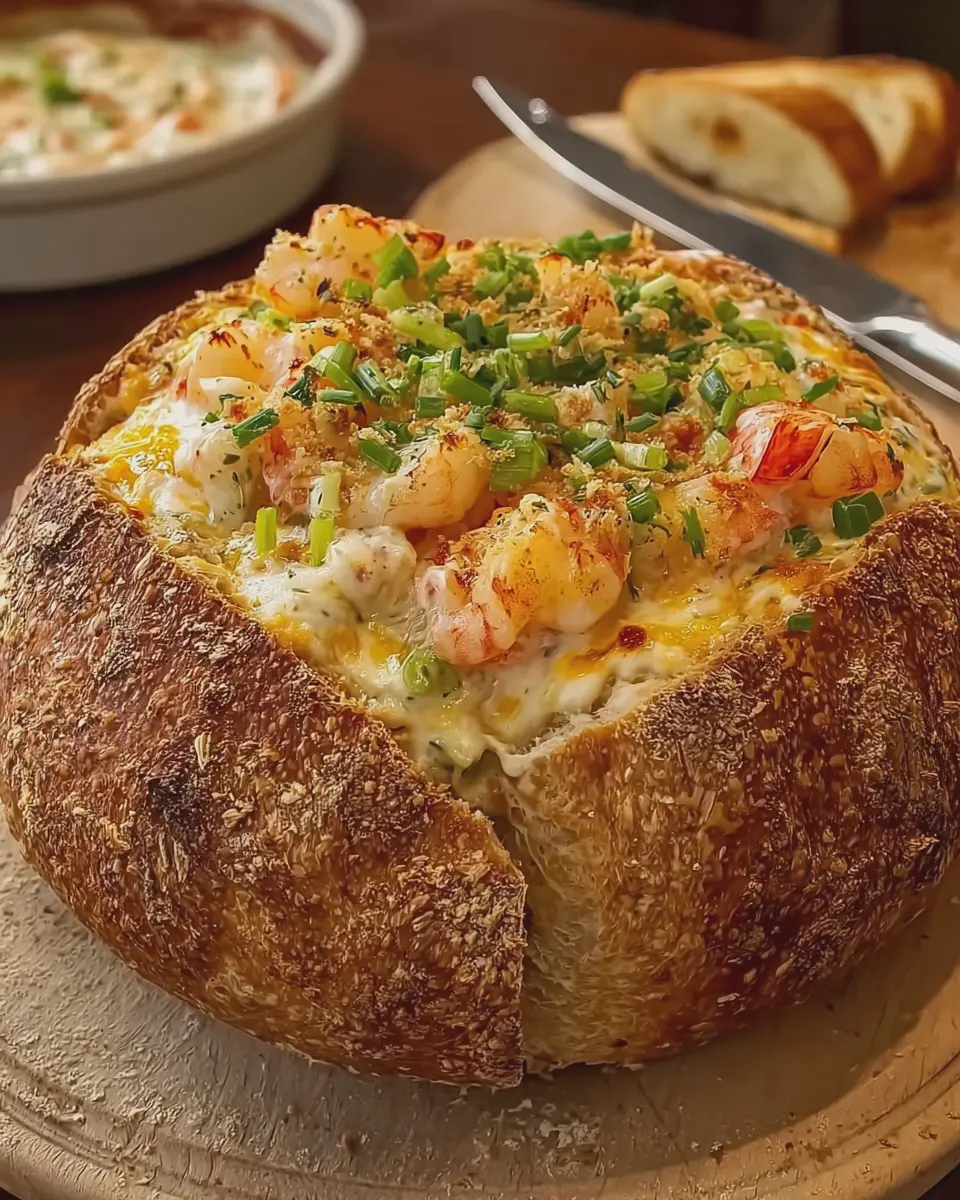 Crusty Bread Bowl with Creamy Seafood and Cheese Delightful Indulgence