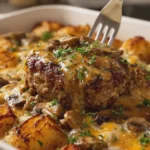 Creamy Salisbury Steak Ground Beef and Crispy Potato Bake