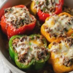 Philly Cheesesteak Ground Beef Stuffed Peppers