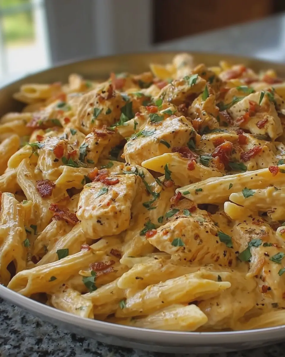 Crack Chicken Penne: Easy Comfort Food with Turkey Bacon Delight