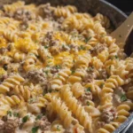 CHEESY BEEF ROTINI IN FOUR CHEESE CREAM SAUCE
