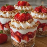 No Bake Strawberry Shortcake Crunch Cups