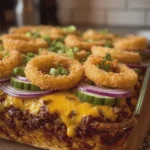 BBQ Onion Ring Cheeseburger Ground Beef Bake