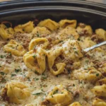 Creamy Cheesy Beef Tortellini Crockpot