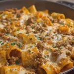 Cheesy Beef Paccheri Skillet
