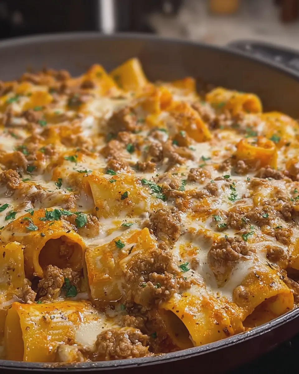 Cheesy Beef Paccheri Skillet: A Quick and Indulgent Dinner Delight