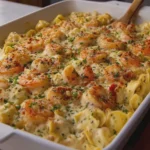 Shrimp Scampi Tortellini Bake