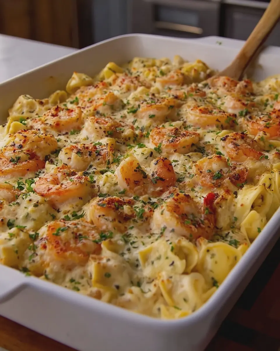 Shrimp Scampi Tortellini Bake: An Easy Indulgent Dish to Enjoy