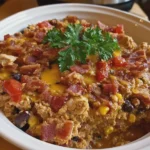 High Protein Crock Pot Cowboy Casserole with Turkey Bacon