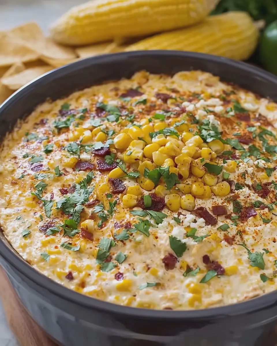 Crock Pot Street Corn Dip: Easy, Cheesy Delight with Turkey Bacon