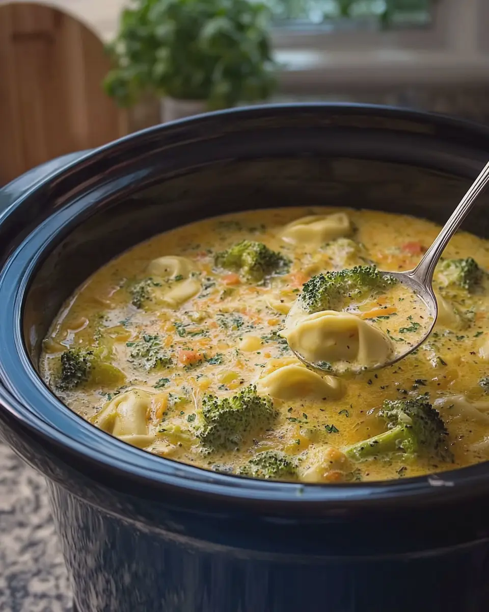 Crockpot Broccoli Cheddar Tortellini Soup: Easy Comfort Food Delight