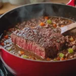 Continue cooking until the beef is completely browned and no pink remains