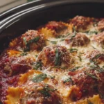 Crockpot Meatball Ravioli Casserole