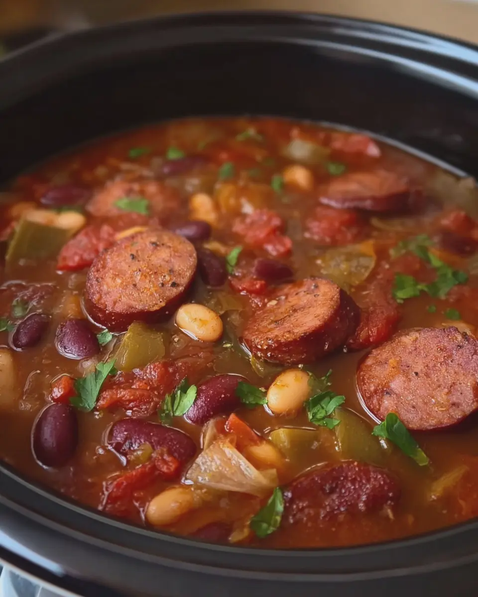 Slow Cooker Smoked Sausage and Bean Stew: Easy Comfort Food Delight