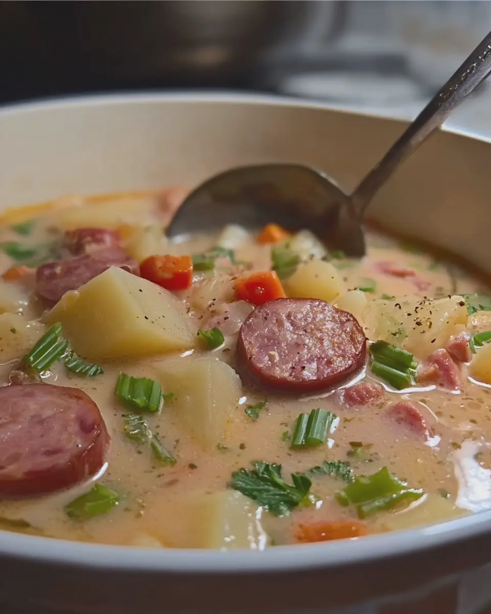 Kielbasa Potato Soup: A Cozy Bowl of Comfort with Turkey Bacon