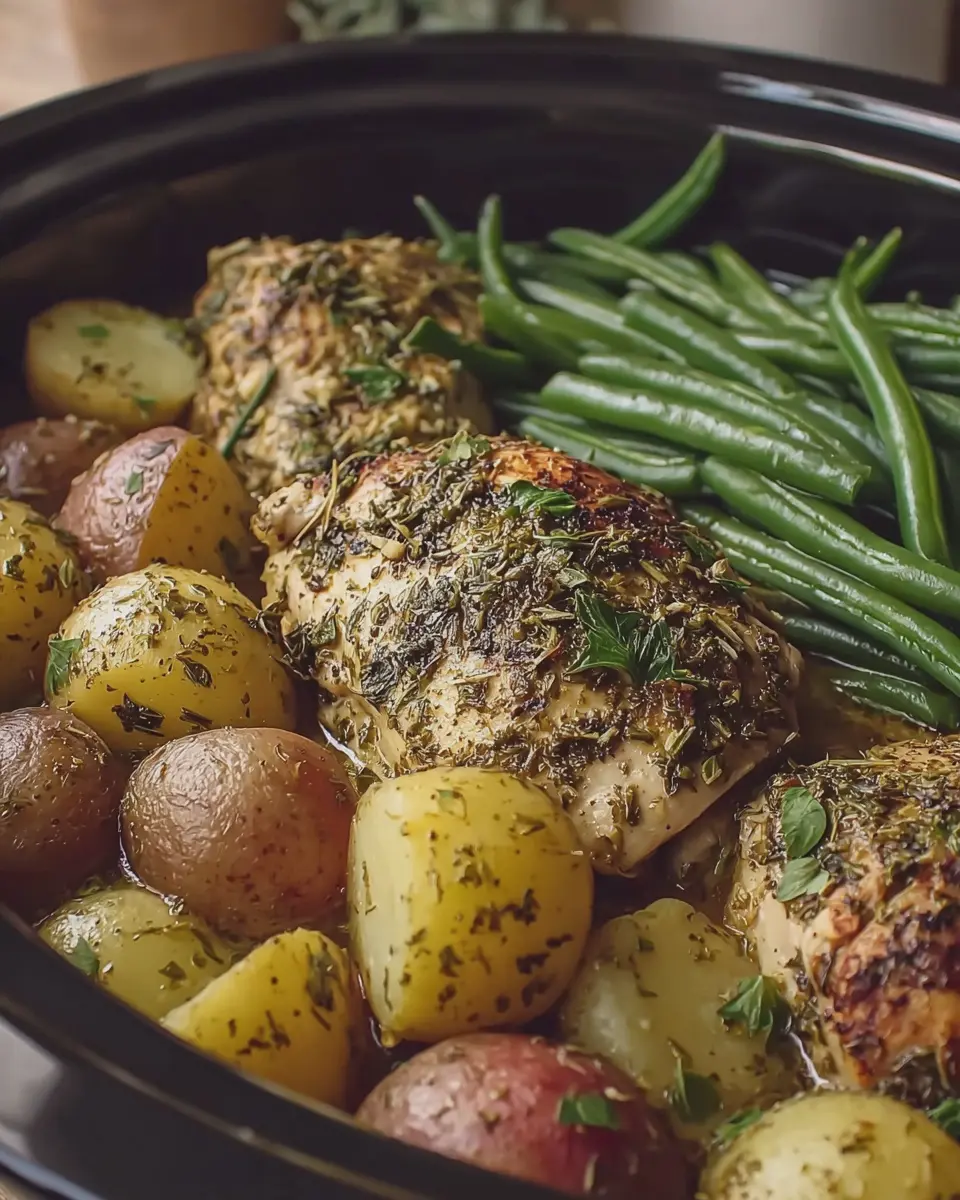 Crockpot Italian Herb Chicken: Easy Chicken with Potatoes and Green Beans