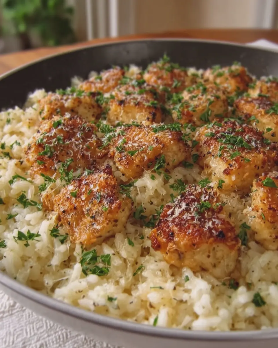 Chicken Bites with Garlic Parmesan Rice: A Juicy Homemade Delight