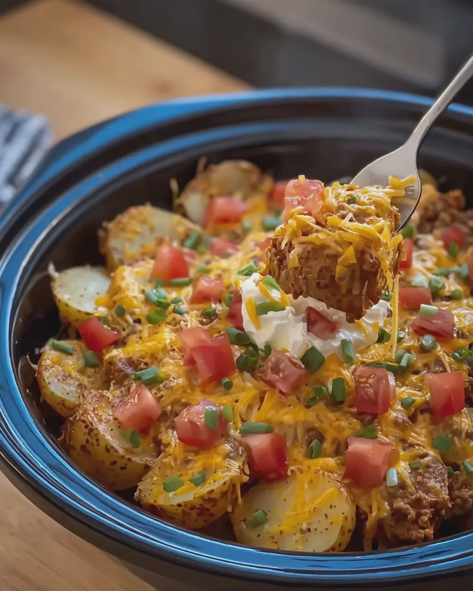 Crockpot Cheesy Taco Potatoes: Easy Turkey Bacon &amp; Chicken Ham Delight