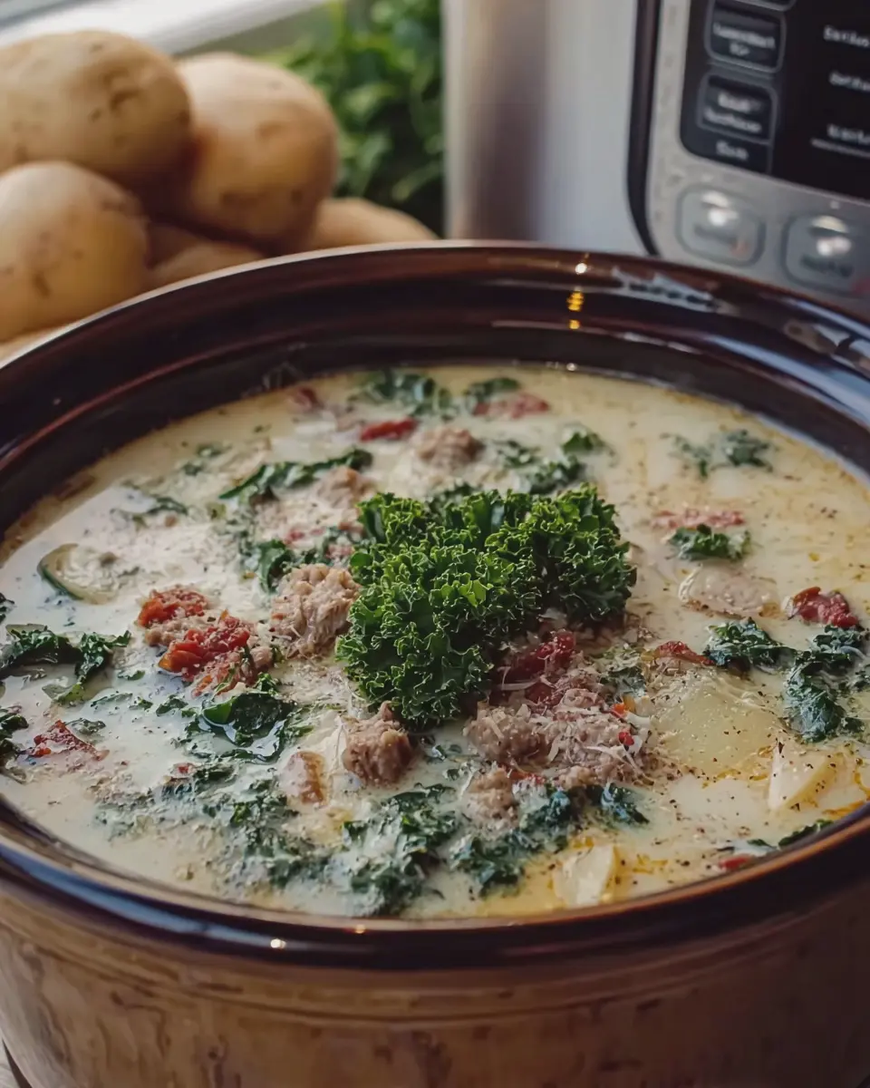 Copycat Olive Garden Zuppa Toscana Soup with Turkey Bacon Delight