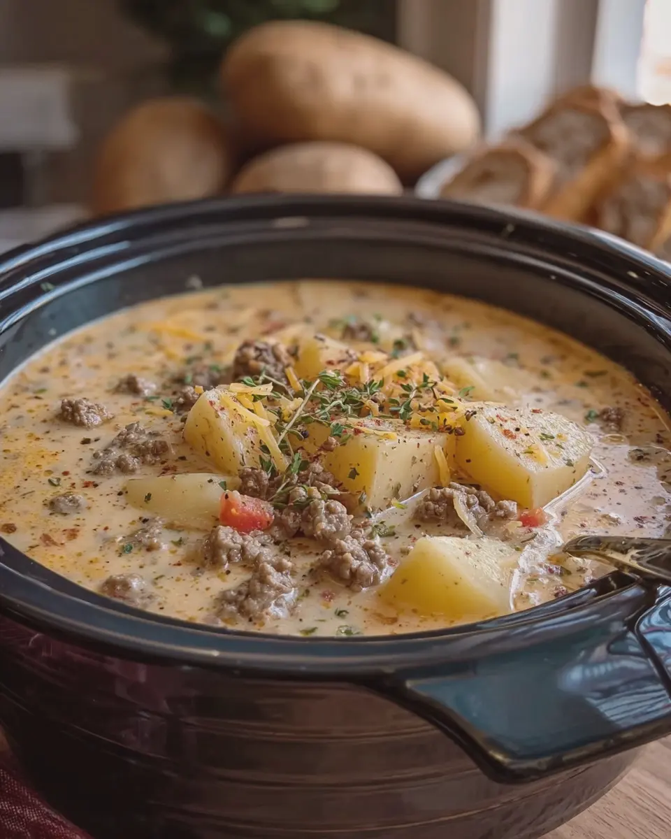 Crockpot Creamy Potato and Hamburger Soup: Easy Comfort Food Delight
