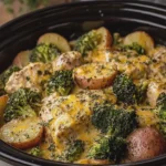 Crockpot Cheddar Broccoli Chicken & Potatoes