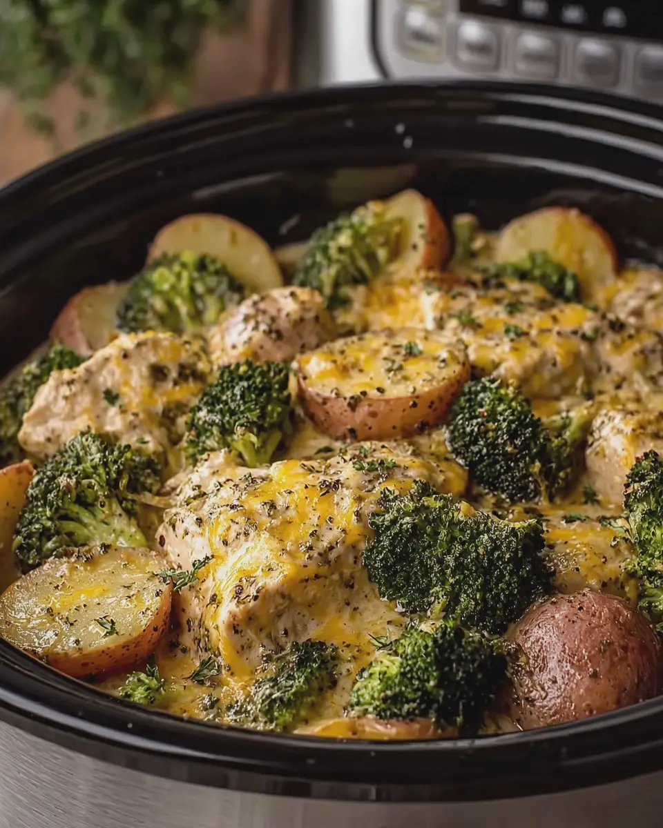 Crockpot Cheddar Broccoli Chicken &amp; Potatoes: Easy Comfort Food