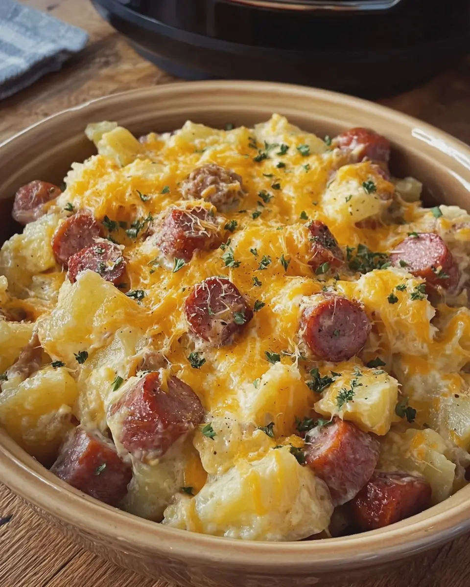 Crockpot Cheesy Potatoes and Beef Kielbasa: Easy Comfort Food Delight