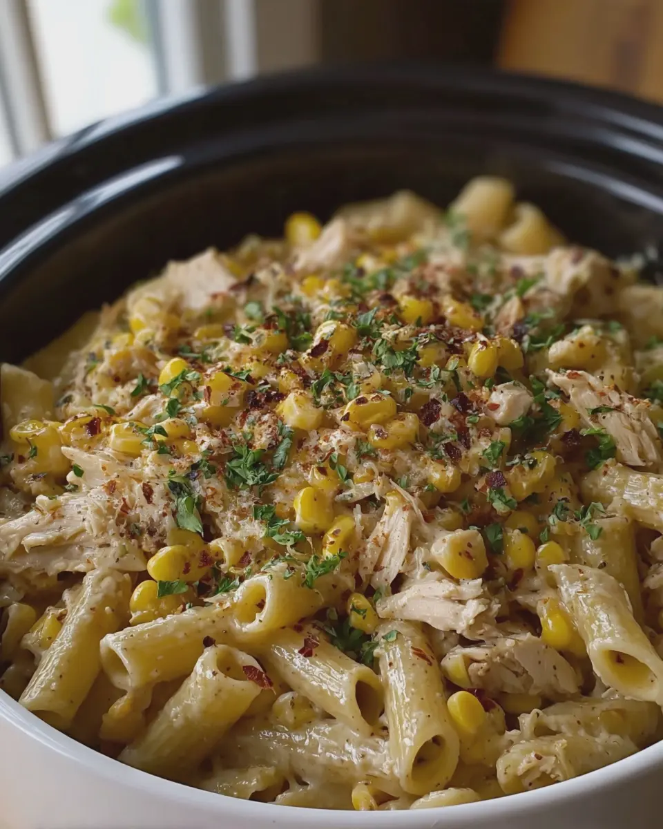 Crockpot Street Corn Chicken Pasta: Easy and Flavorful Comfort Food