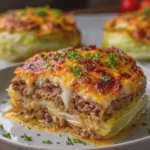 Cheesy Cabbage Meat Stacks