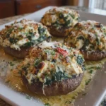 Creamy Crab and Spinach Stuffed Portobellos