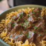Crockpot Beef Tips & Noodles