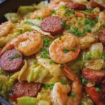 Fried Cabbage with Shrimp and Sausage
