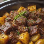 Slow Cooker Garlic Butter Beef and Potatoes