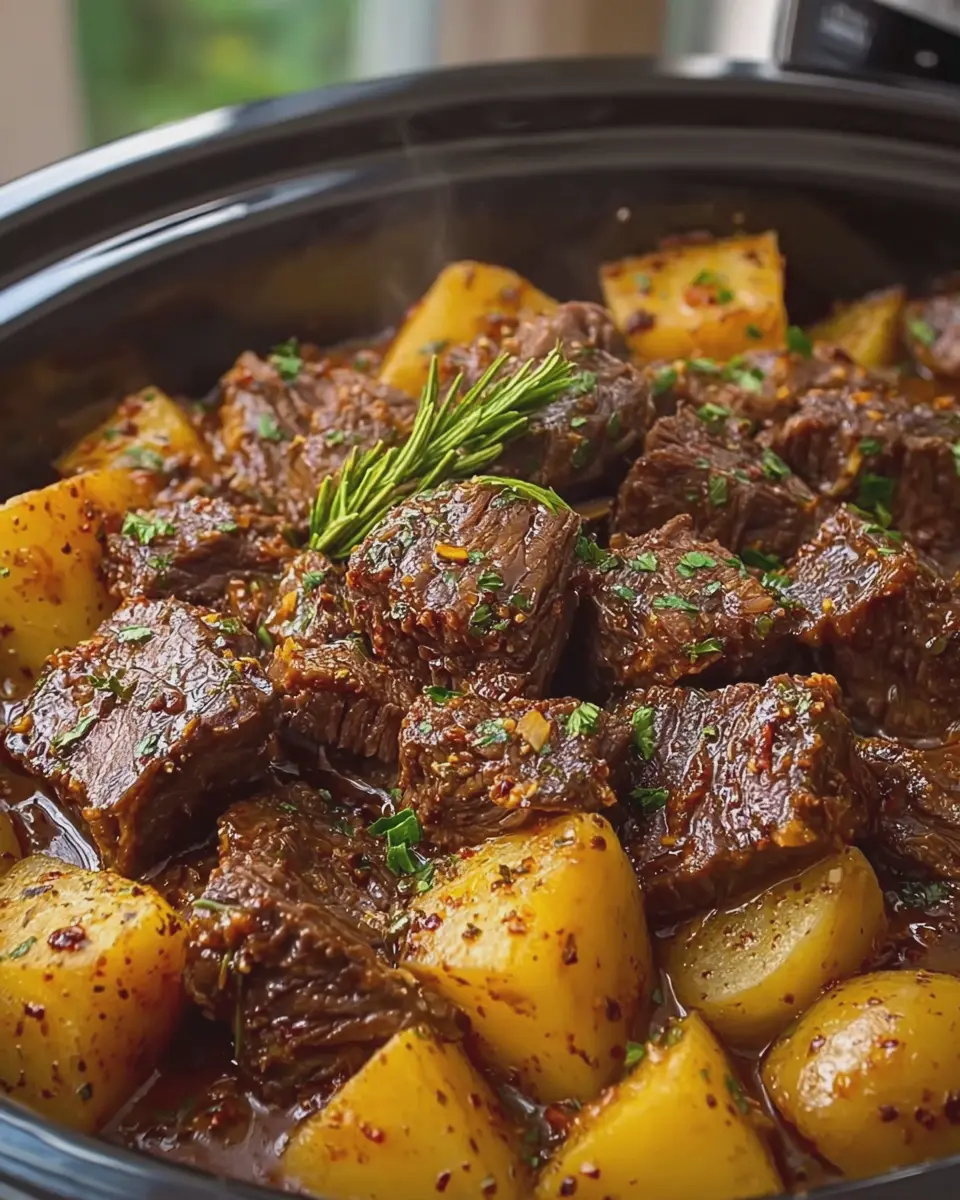 Slow Cooker Garlic Butter Beef and Potatoes: Easy Comfort Food Recipe