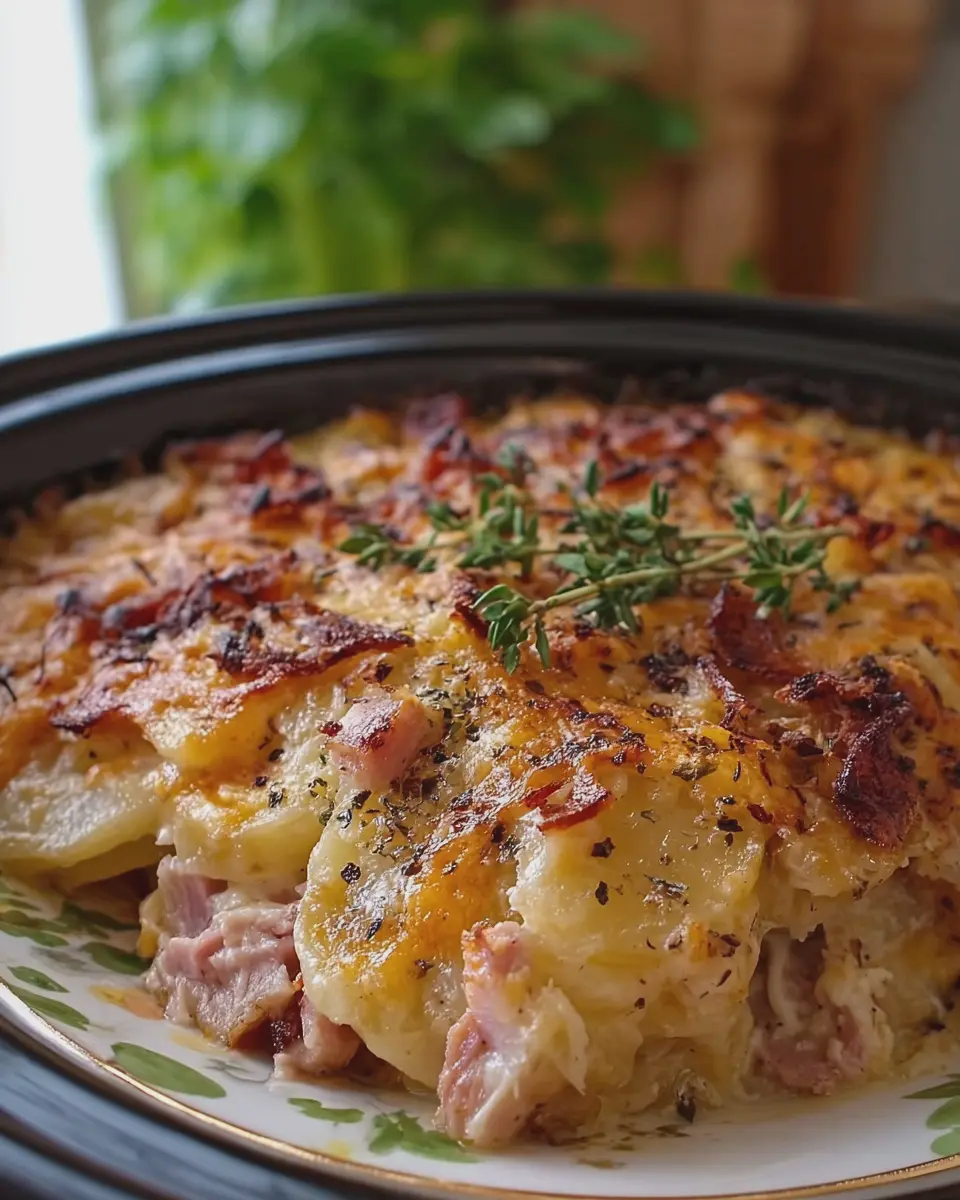 Slow Cooker Scalloped Potatoes and Chicken Ham Delightfully Easy