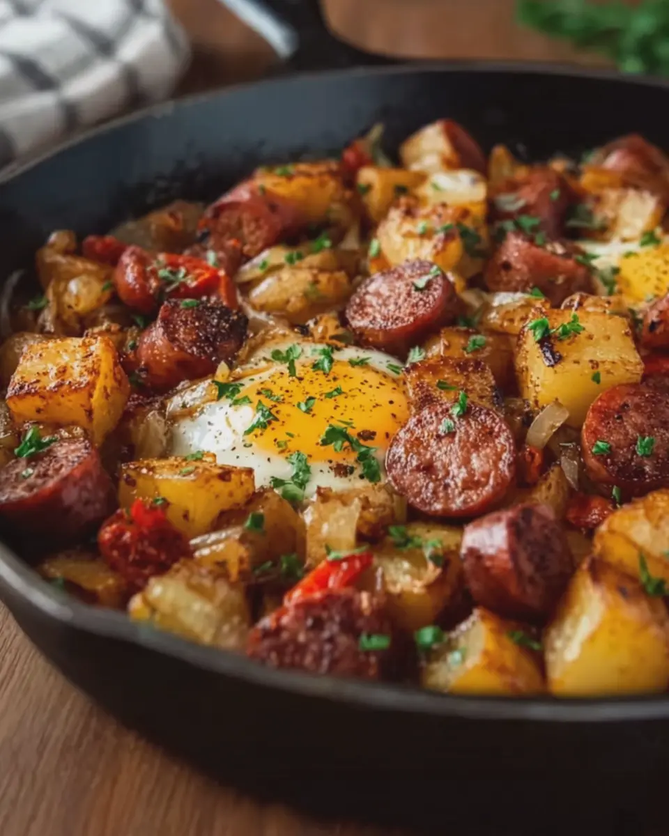 Smoky Beef Sausage and Crispy Potato Skillet: A Hearty Delight