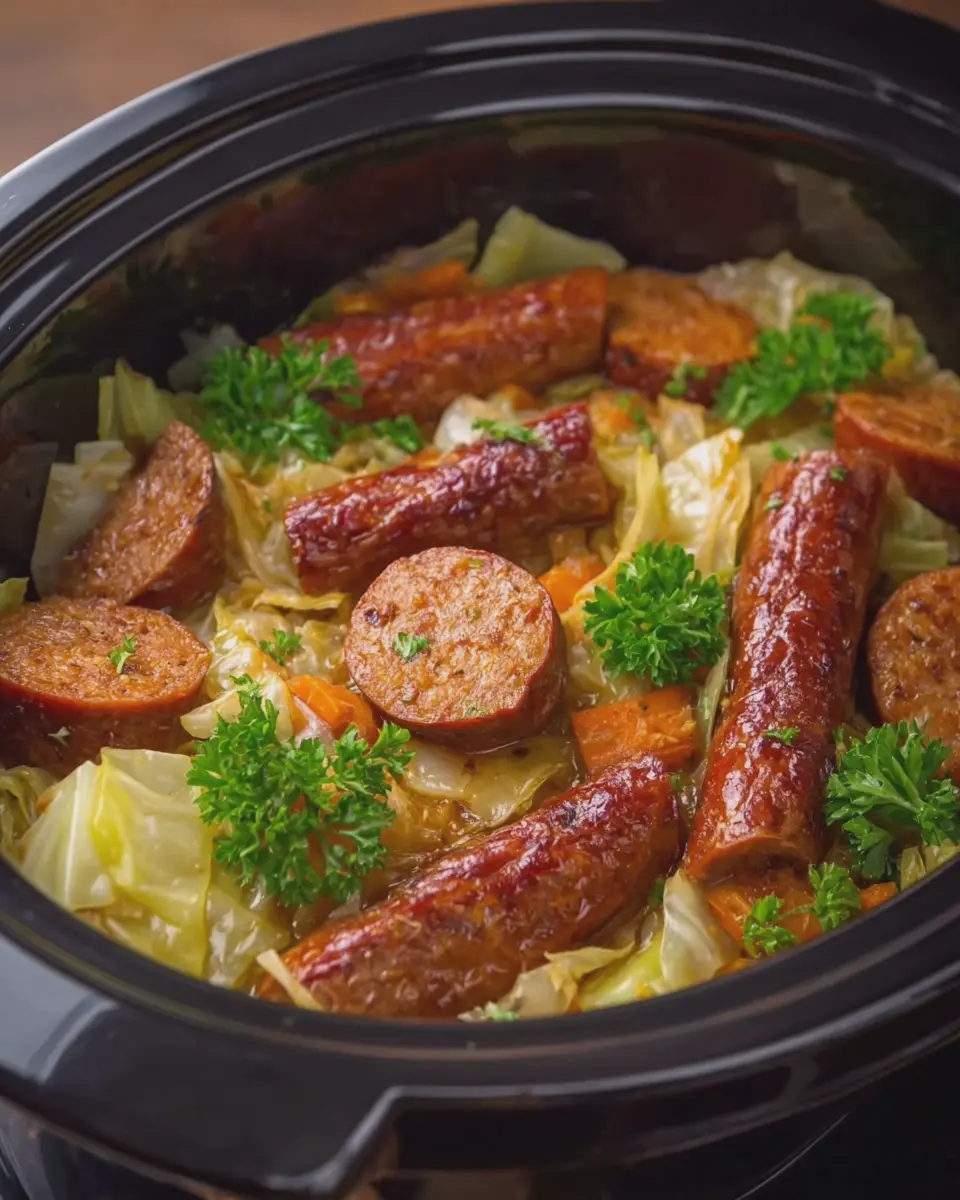 Slow Cooker Cabbage and Beef Sausage: Easy Comfort Food Delight