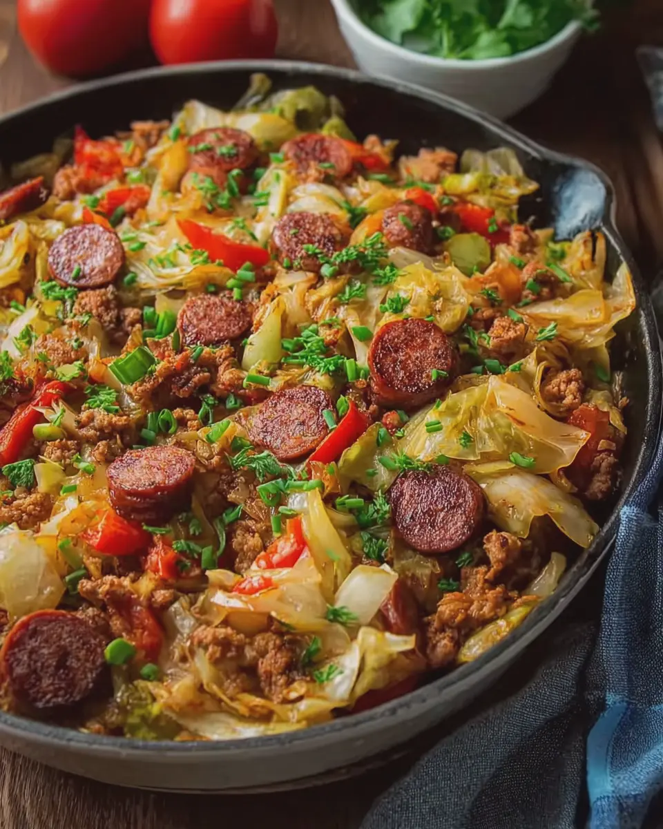 Cabbage and Smoked Beef Sausage Skillet: Easy Comfort Food Delight